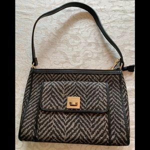 Spartina zip shoulder herringbone handbag